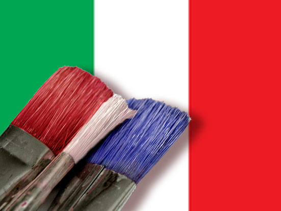 Red, white, blue brushes with Italian Flag